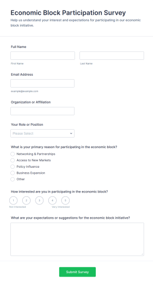 Economic Block Participation Survey Form Template