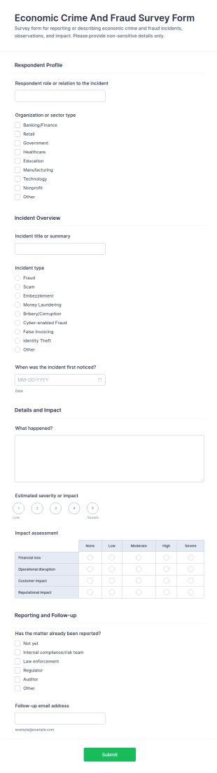 Economic Crime And Fraud Survey Form Template