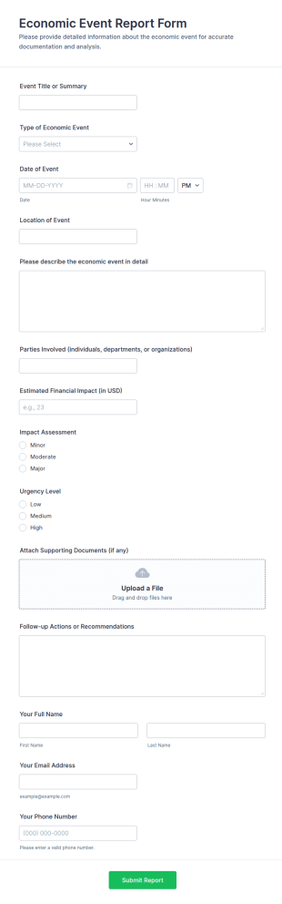 Economic Event Report Form Template