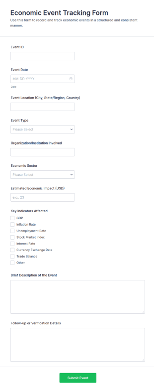 Economic Event Tracking Form Template