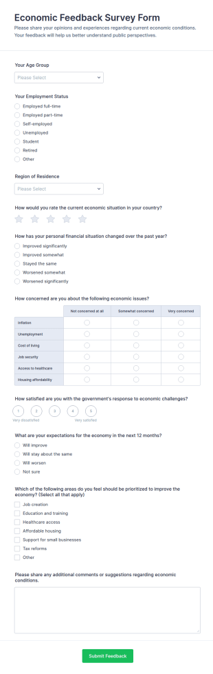 Economic Feedback Survey Form Template