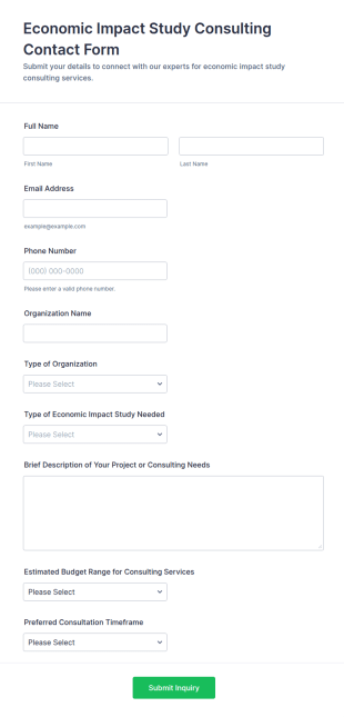 Economic Impact Study Consulting Contact Form Template