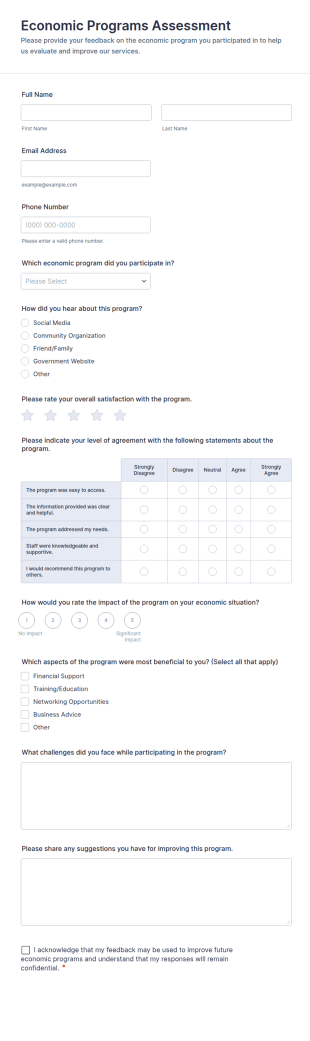 Economic Programs Assessment Form Template