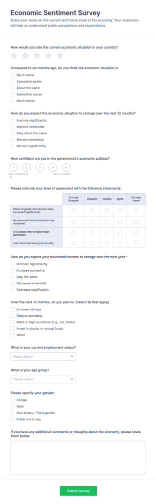Economic Sentiment Survey Form Template