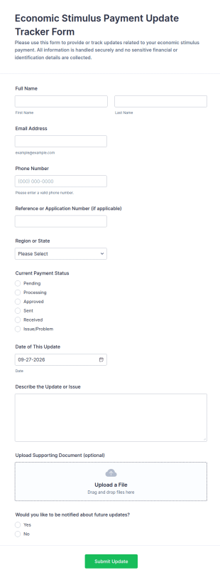Economic Stimulus Payment Update Tracker Form Template
