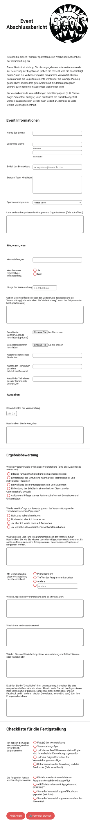 ECOS Abschlussbericht Für Veranstaltung Form Template