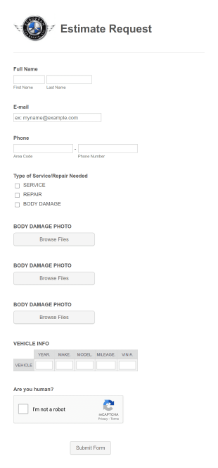Ecr Estimate Request Form Template