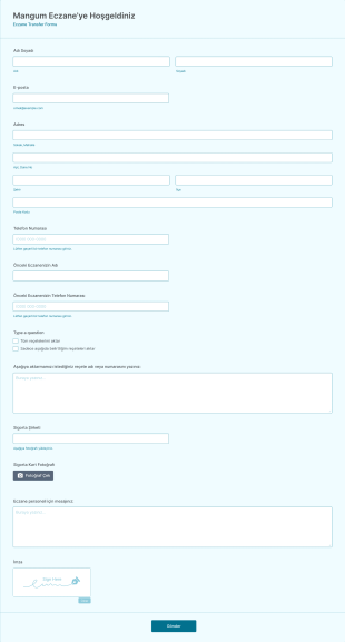 Eczane Transfer Form Template