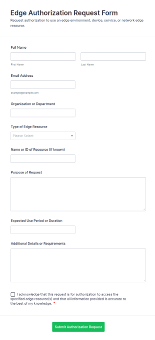 Edge Authorization Request Form Template