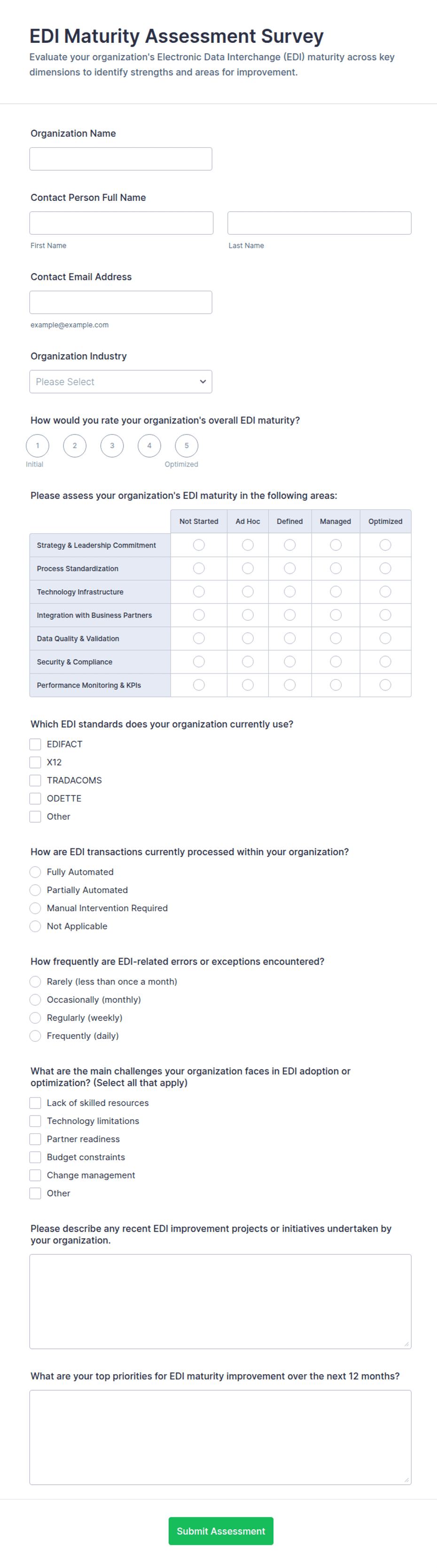 EDI Maturity Assessment Survey Form Template | Jotform