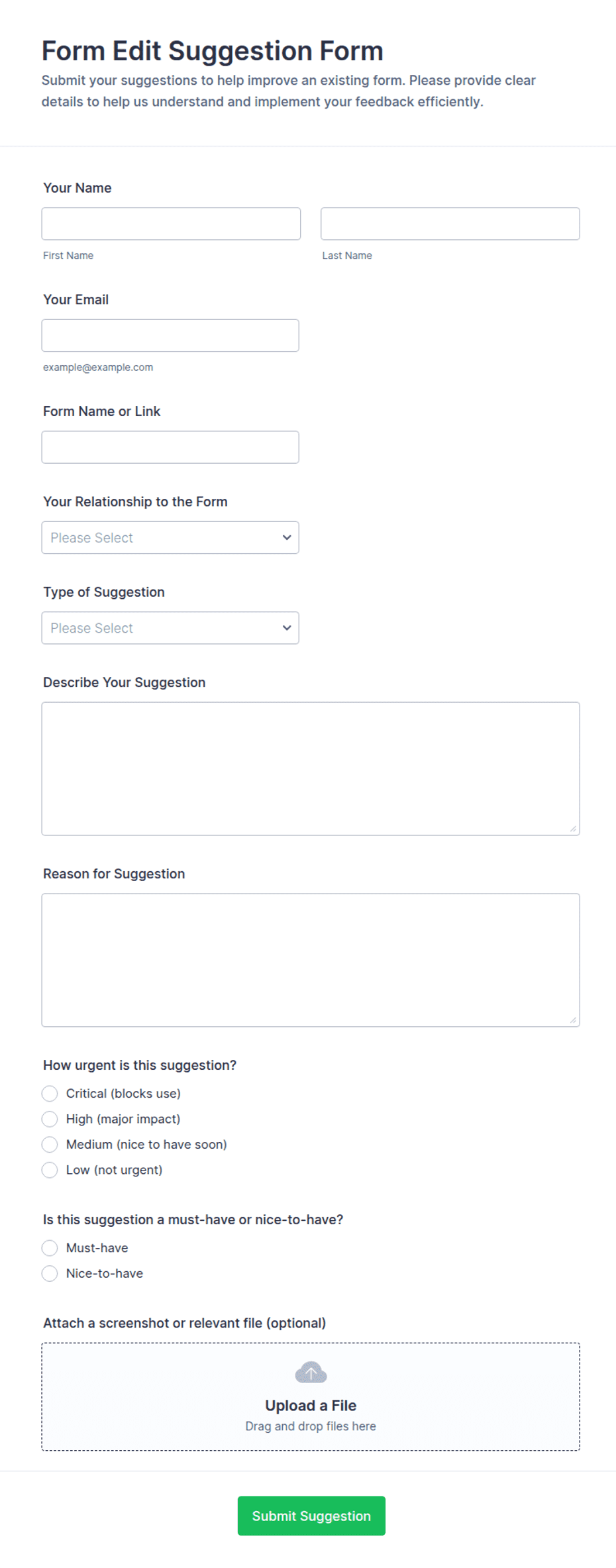 Edit Suggestion Form Template | Jotform