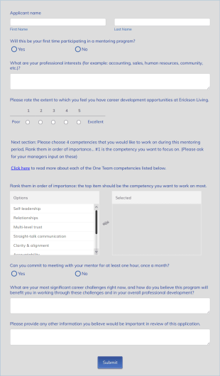 Editable Mentee Application Form Template