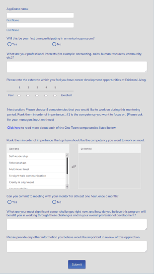 Editable Mentee Application Form Template