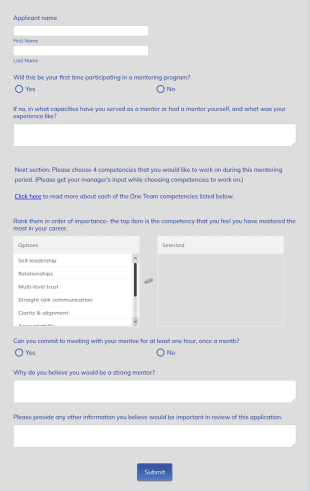 Editable Mentor Application Form Template