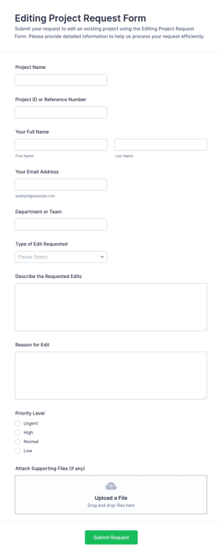 Editing Project Request Form Template