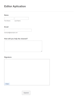 Editor Application Form Template