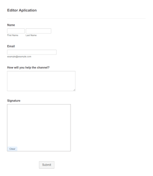 Editor Application Form Template