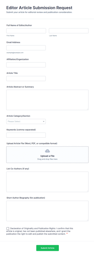 Editor Article Submission Request Form Template