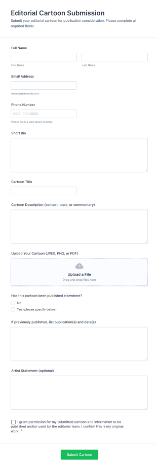 Editorial Cartoon Submission Form Template
