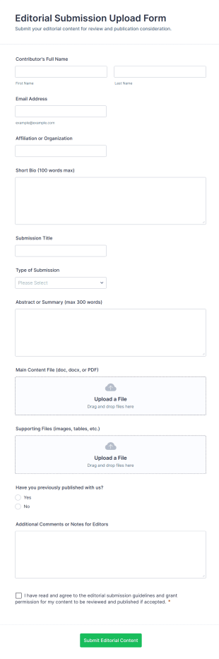 Editorial Submission Upload Form Template