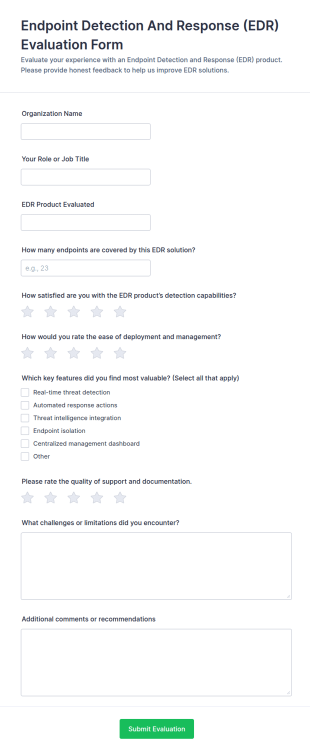 EDR Evaluation Form Template