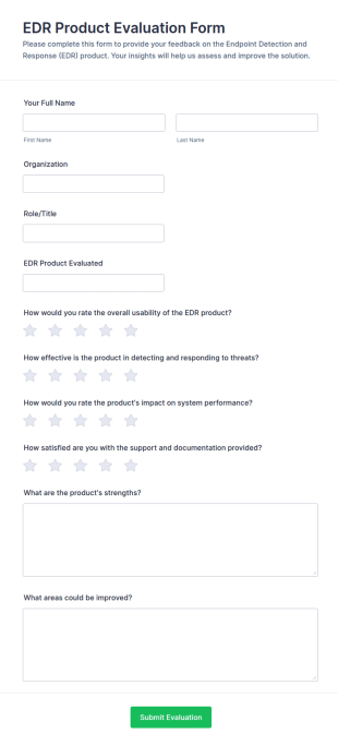 EDR Product Evaluation Form Template