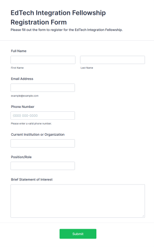 EdTech Integration Fellowship Registration Form Form Template