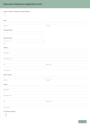 Education Allowance Application Form Template