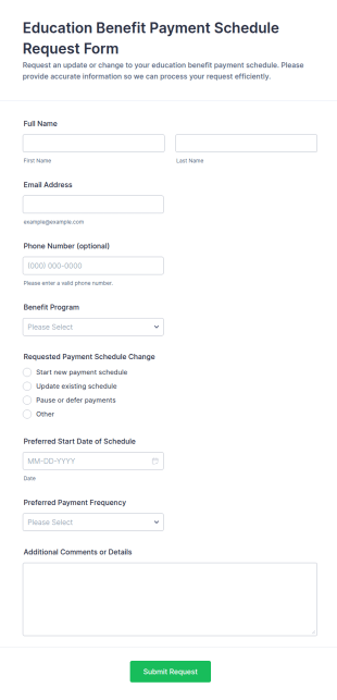 Education Benefit Payment Schedule Request Form Template