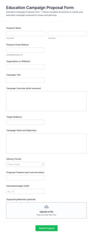 Education Campaign Proposal Form Template