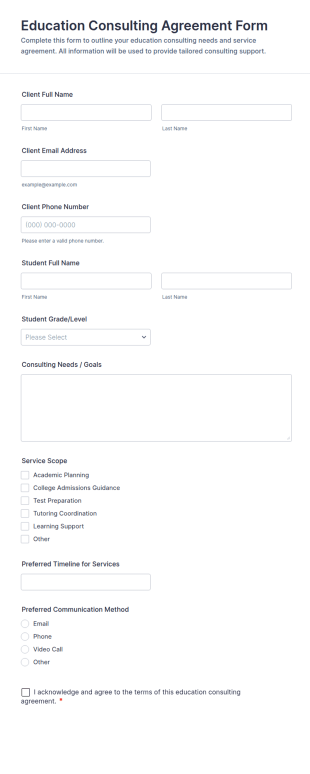 Education Consulting Agreement Form Template