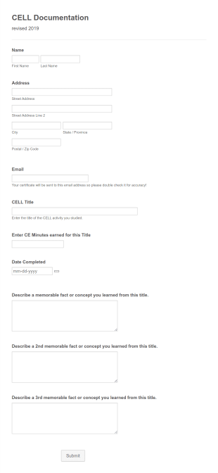 Educational Course Certificate Form Template