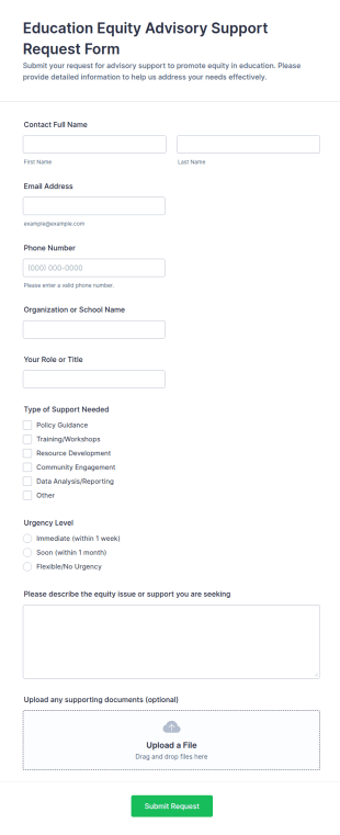 Education Equity Advisory Support Request Form Template