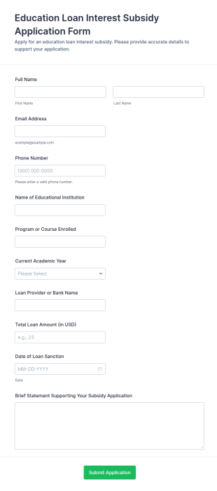 Education Loan Interest Subsidy Application Form Template