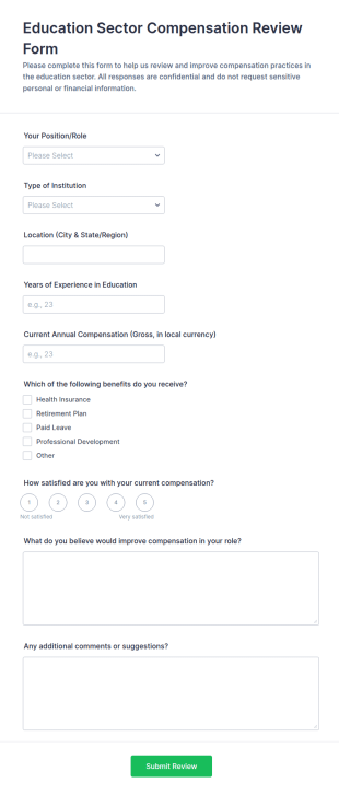 Education Sector Compensation Review Form Template