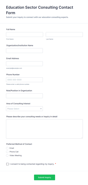 Education Sector Consulting Contact Form Template