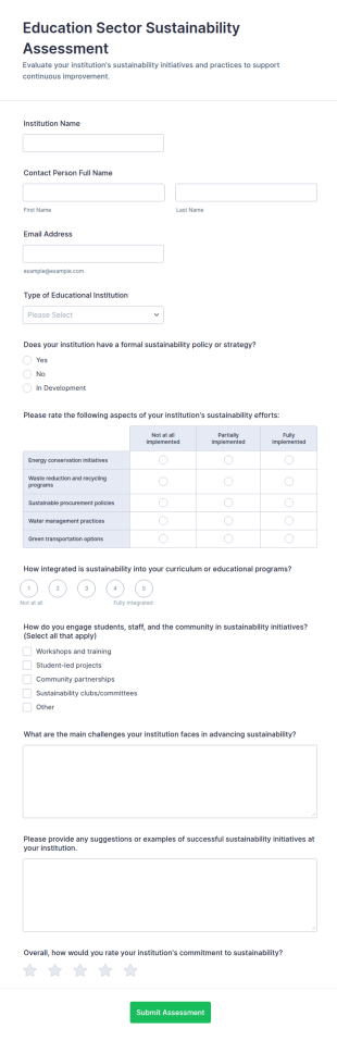 Education Sector Sustainability Assessment Form Template