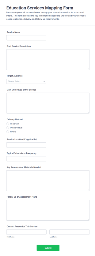 Education Services Mapping Form Template