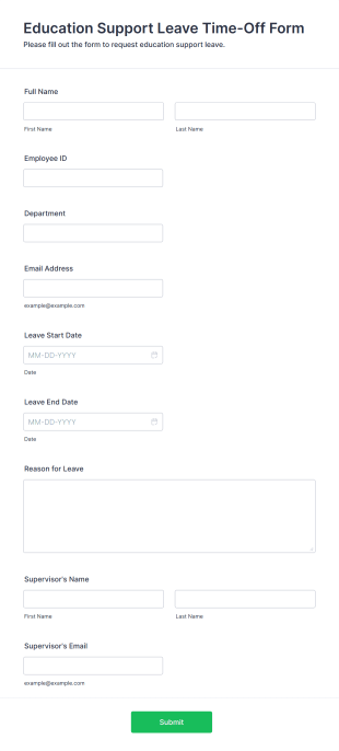 Education Support Leave Time Off Form Form Template