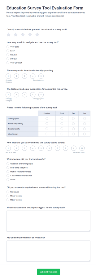 Education Survey Tool Evaluation Form Template