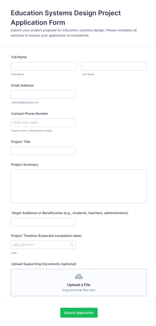 Education Systems Design Project Application Form Template