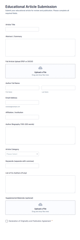 Educational Article Submission Form Template