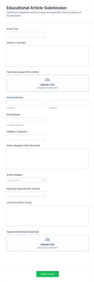 Educational Article Submission Form Template