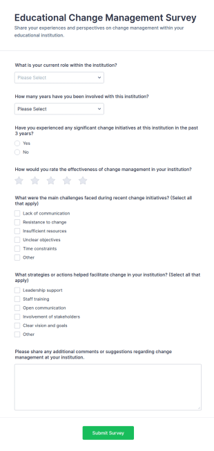 Educational Change Management Survey Form Template