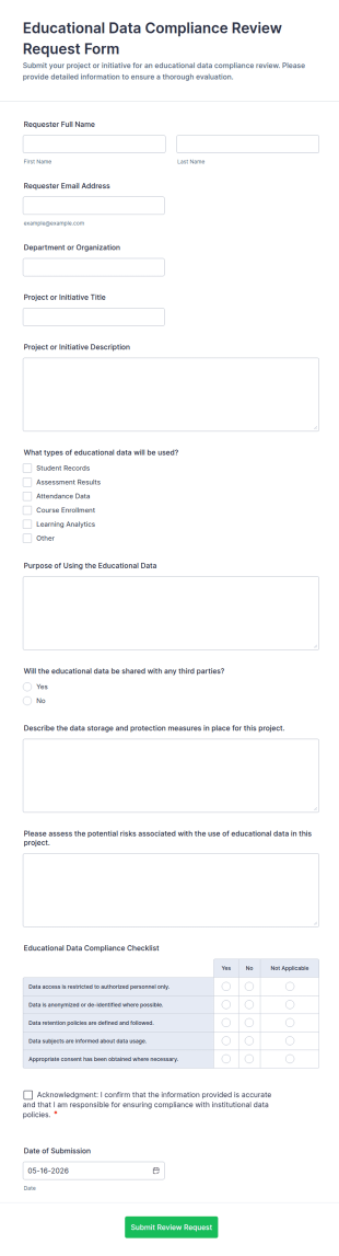 Educational Data Compliance Review Request Form Template
