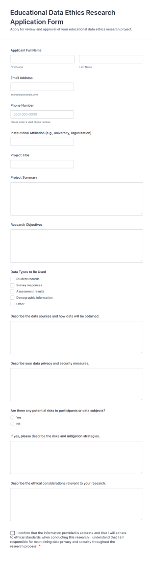 Educational Data Ethics Research Application Form Template