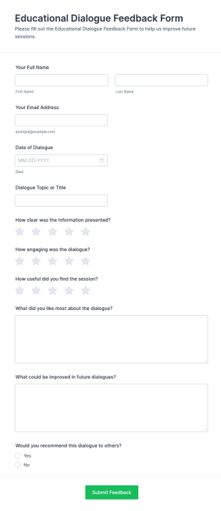 Educational Dialogue Feedback Form Template