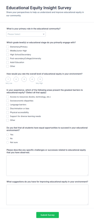 Educational Equity Insight Survey Form Template