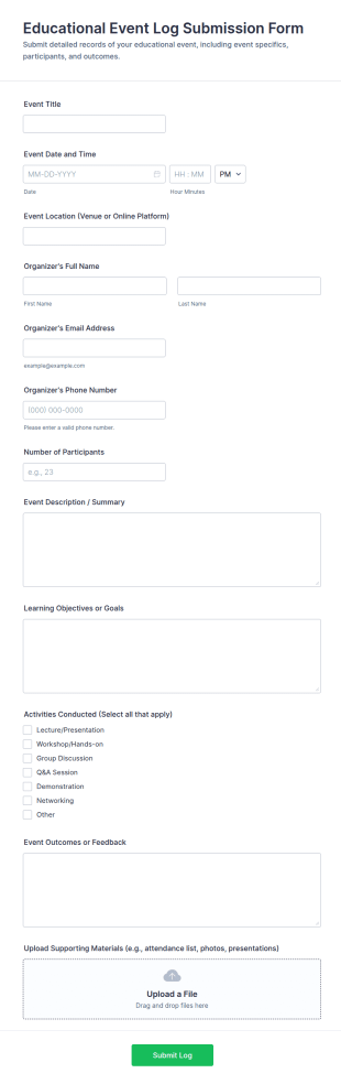 Educational Event Log Submission Form Template