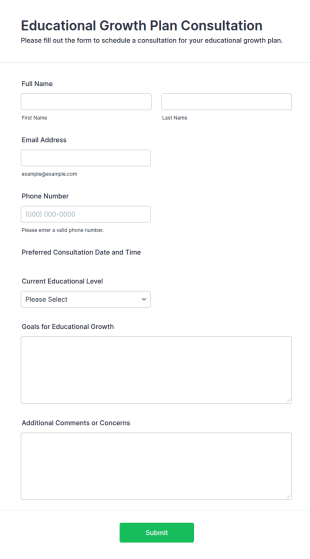 Educational Growth Plan Consultation Form Template